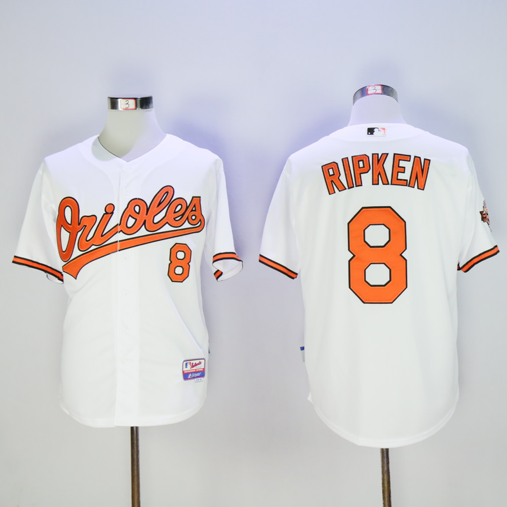 Men Baltimore Orioles 8 Cal Ripken White Throwback MLB Jerseys